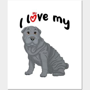 I Love My Blue Shar-Pei Dog Posters and Art